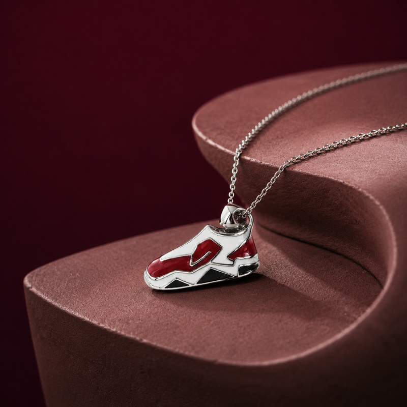Thumbnail: OPULA Certified 925 Silver White & Red Sneaker Charm Pendant