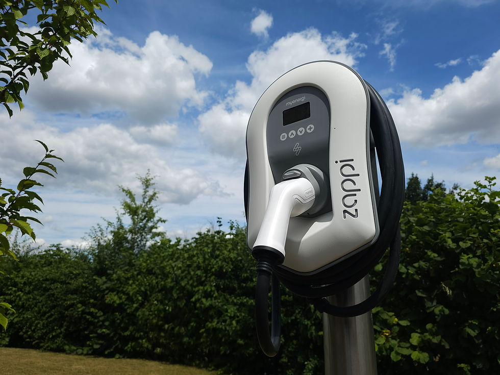Zappi EV charger with sky above