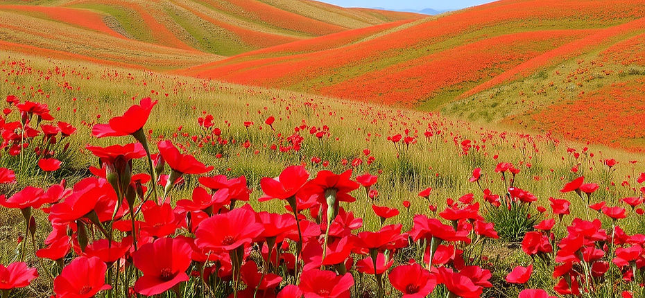 landscape of red flowers