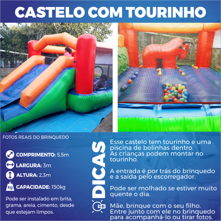Castelo Inflável com Tourinho e Piscina de Bolinhas