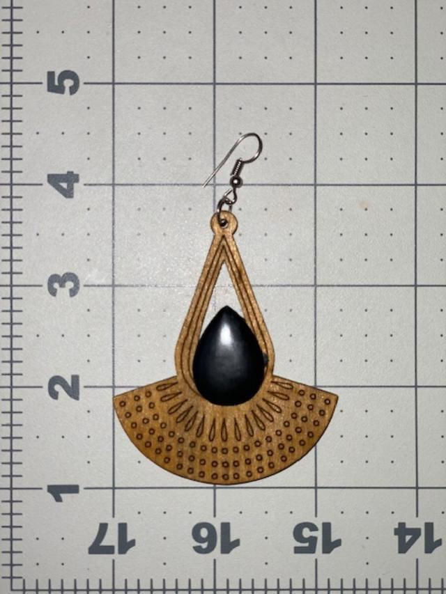 Thumbnail: Resin Stone Wooden Drop Earrings in various colors