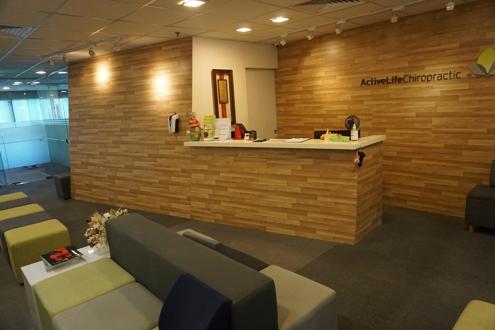Reception and waiting area at ActiveLife Chiropractic, Wisma Atria