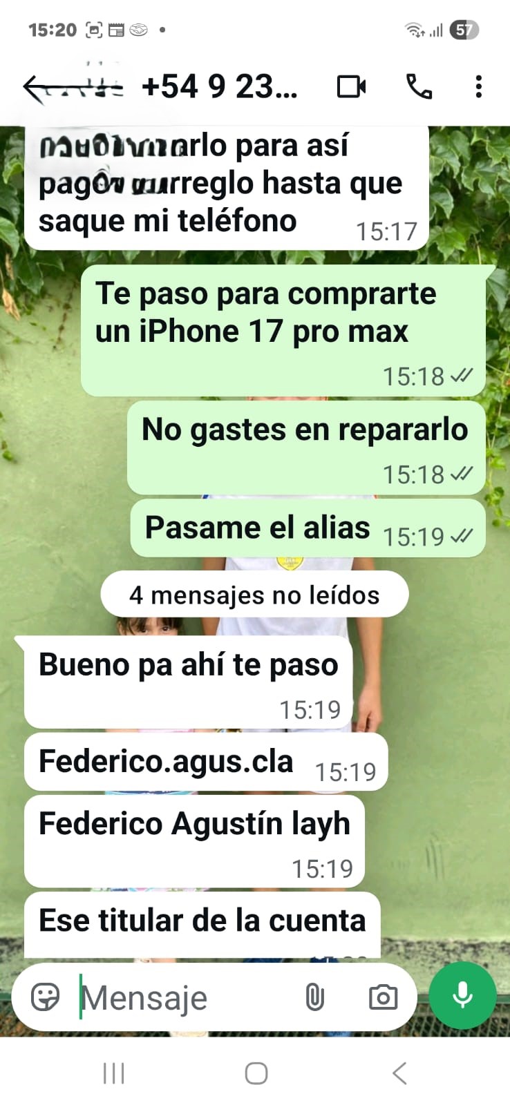 Bolívar: alertan por un intento de estafa de WhatsApp con característica 2314