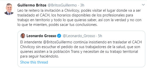 Britos y el Diputado Grosso se cruzaron en redes por el CACH