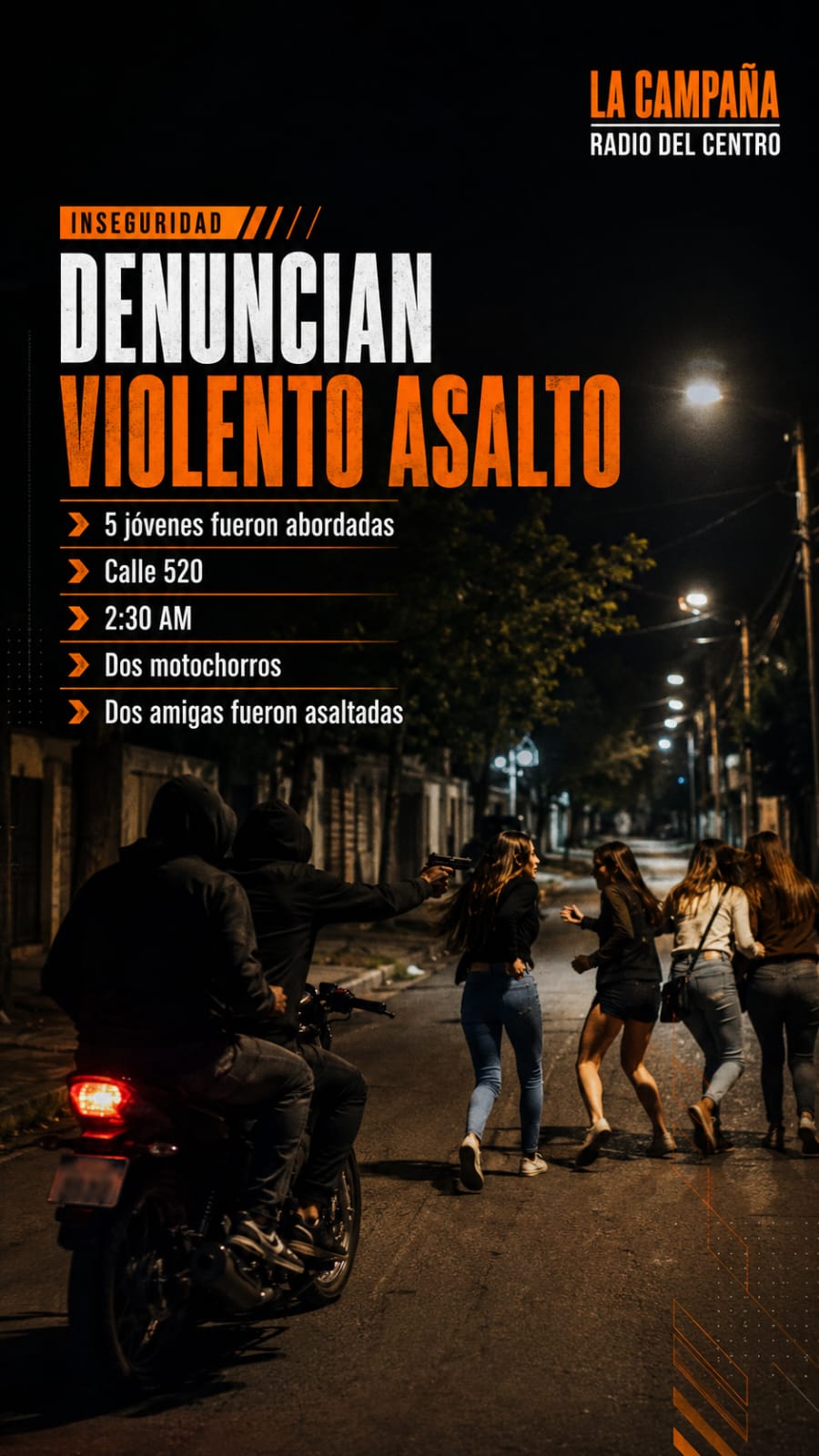 Cinco jóvenes asaltadas violentamente en Chivilcoy durante la madrugada