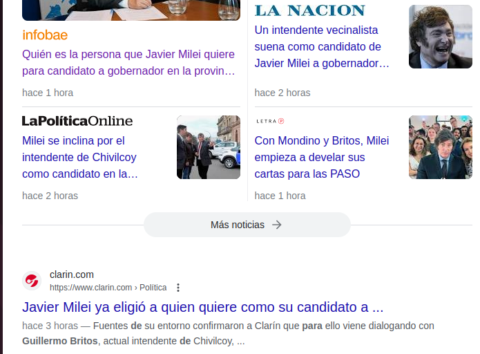 Todos los medios nacionales coinciden en publicar que ‘Guillermo Britos’ sería el candidato de Milei