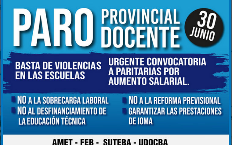 Los gremios docentes bonaerenses van al paro este martes: fuerte reclamo salarial y contra la violencia en las escuelas