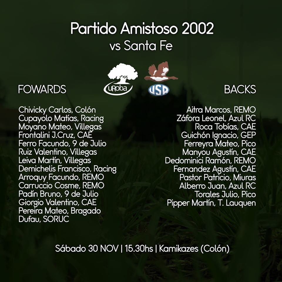 Rugby

Amistoso entre las selecciones de Uroba y la Unión Santafesina
