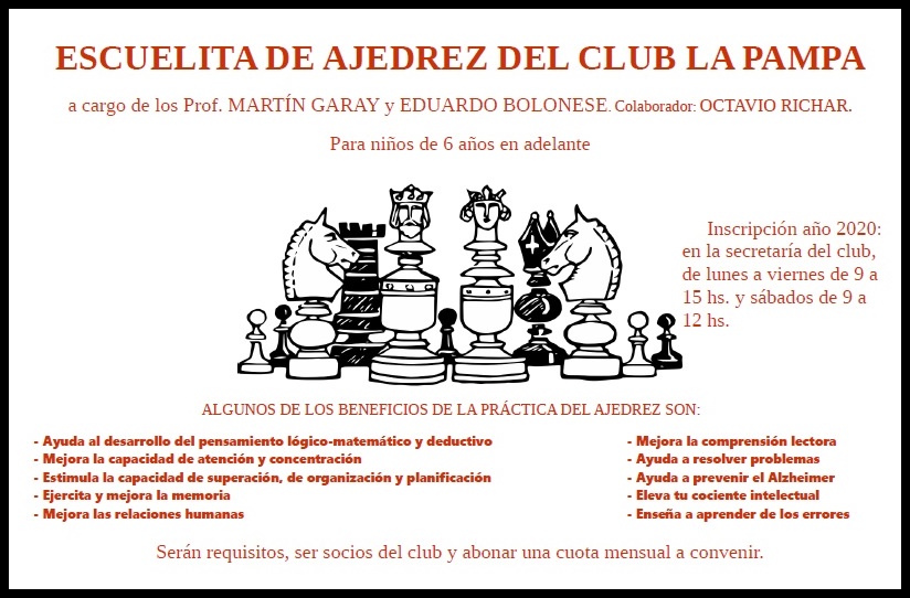Ajedrez
Escuela de Ajedrez en el Club La Pampa