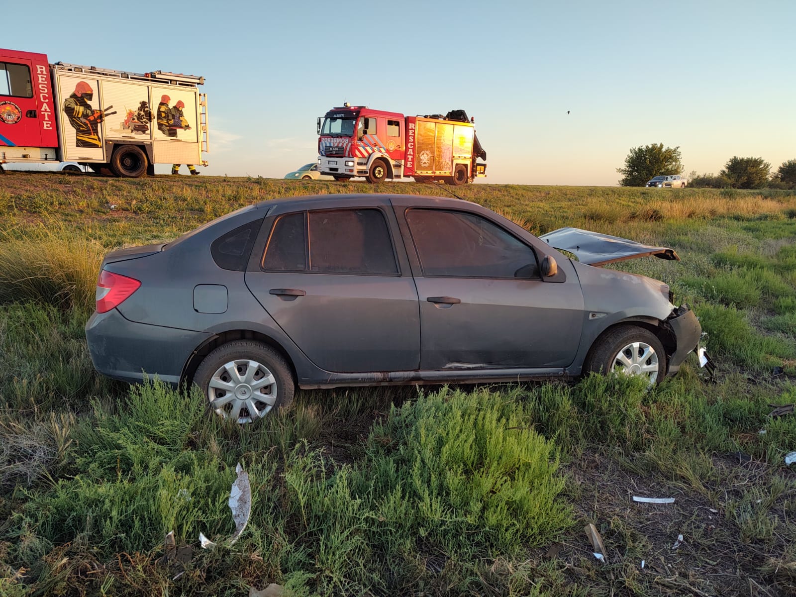 Despiste de un automóvil en la Ruta Nacional N° 5