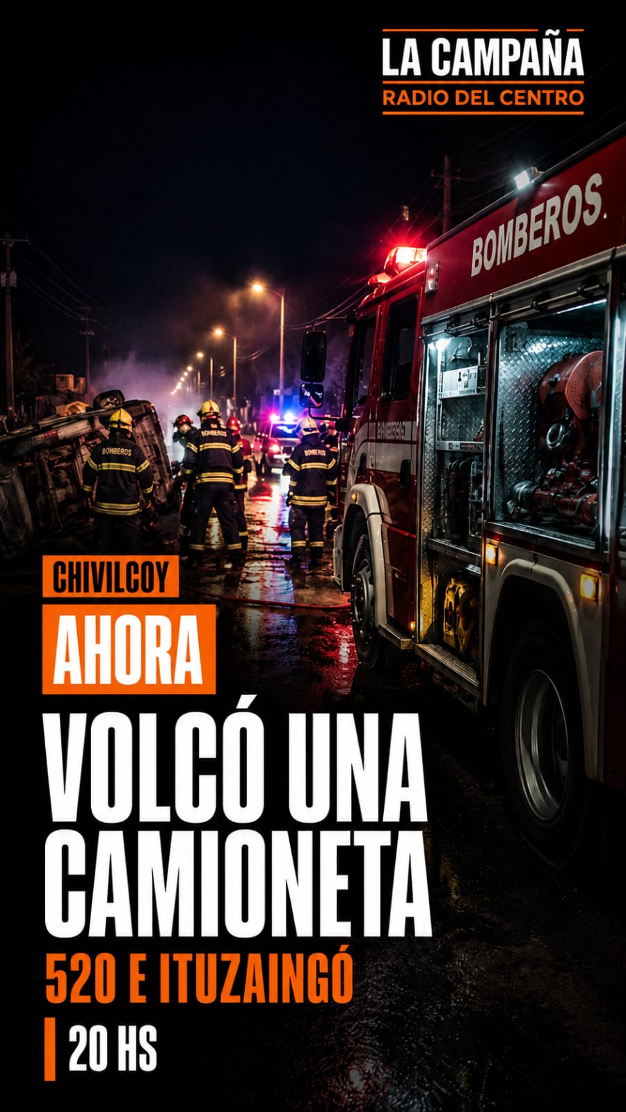 Vuelco de camioneta en calle 520 e Ituzaingó en Chivilcoy