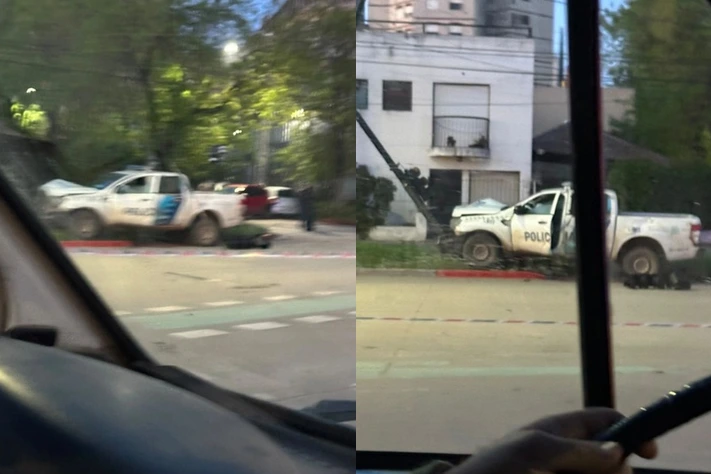 Mercedes: un patrullero de la Policía Bonaerense chocó contra un poste de luz