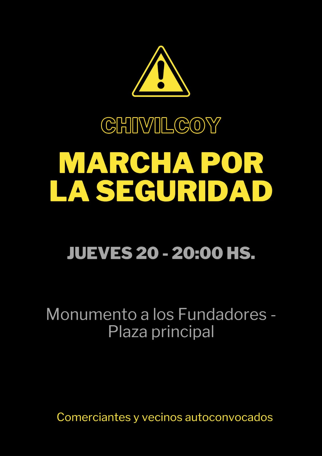 Vecinos autoconvocados llaman a una "Marcha por la Seguridad" en Chivilcoy
