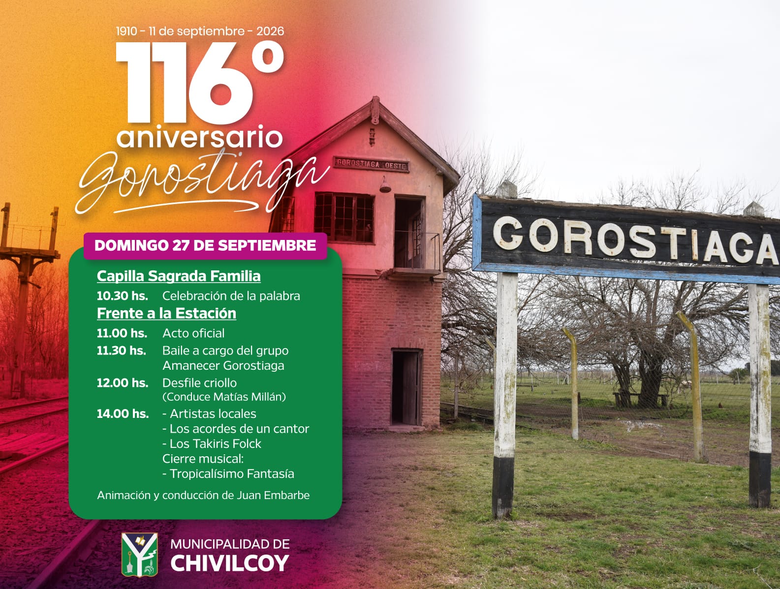 Gorostiaga celebrará su 116° aniversario con variadas actividades