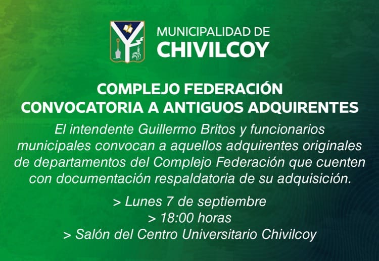 El municipio convoca a adquirentes originales del Complejo Federación