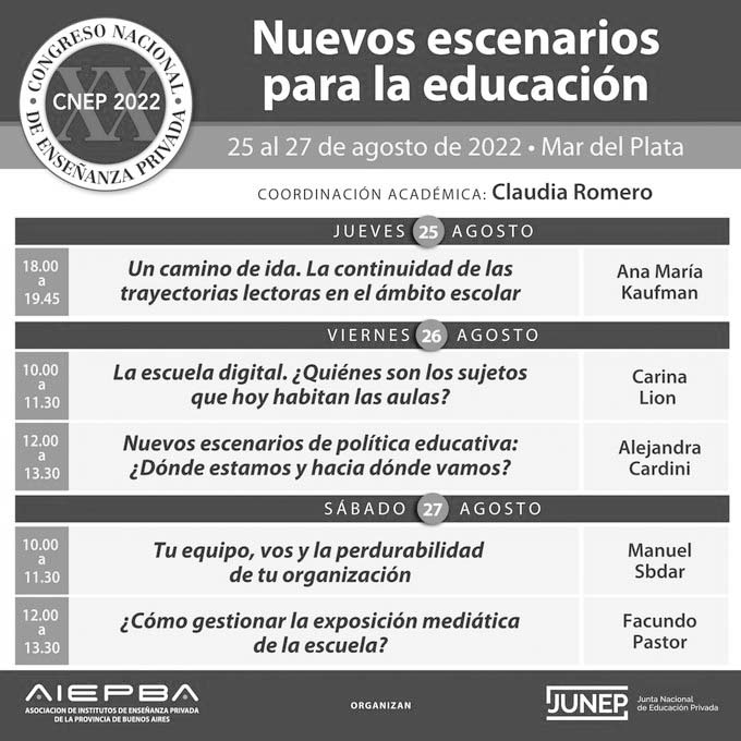 “Nuevos escenarios para la educación” es el lema del encuentro donde se analizará la post pandemia