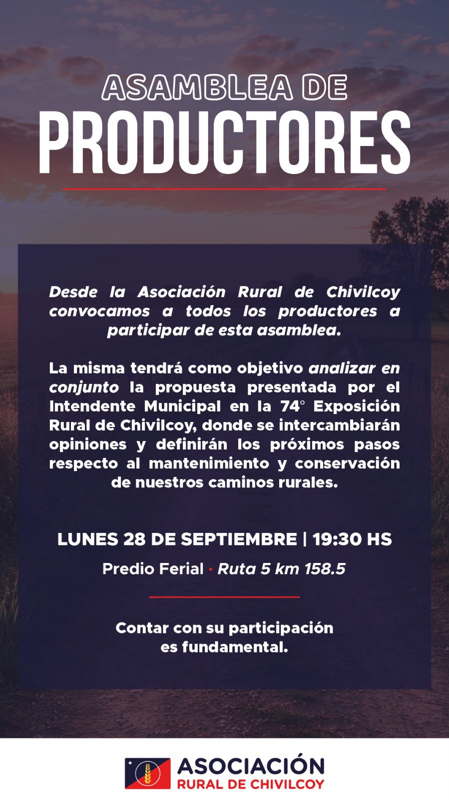 Convocan a una asamblea de productores para el próximo lunes