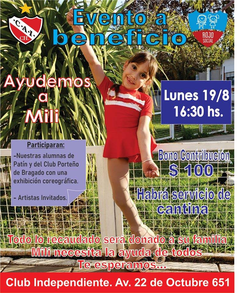 Independiente
Evento a beneficio para colaborar con Milagros Trejo