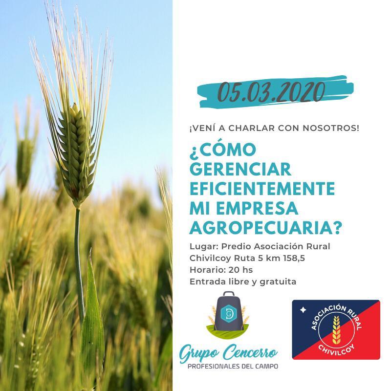Asociación Rural
Charla técnica: “¿Cómo gerenciar eficientemente mi empresa agropecuaria?”