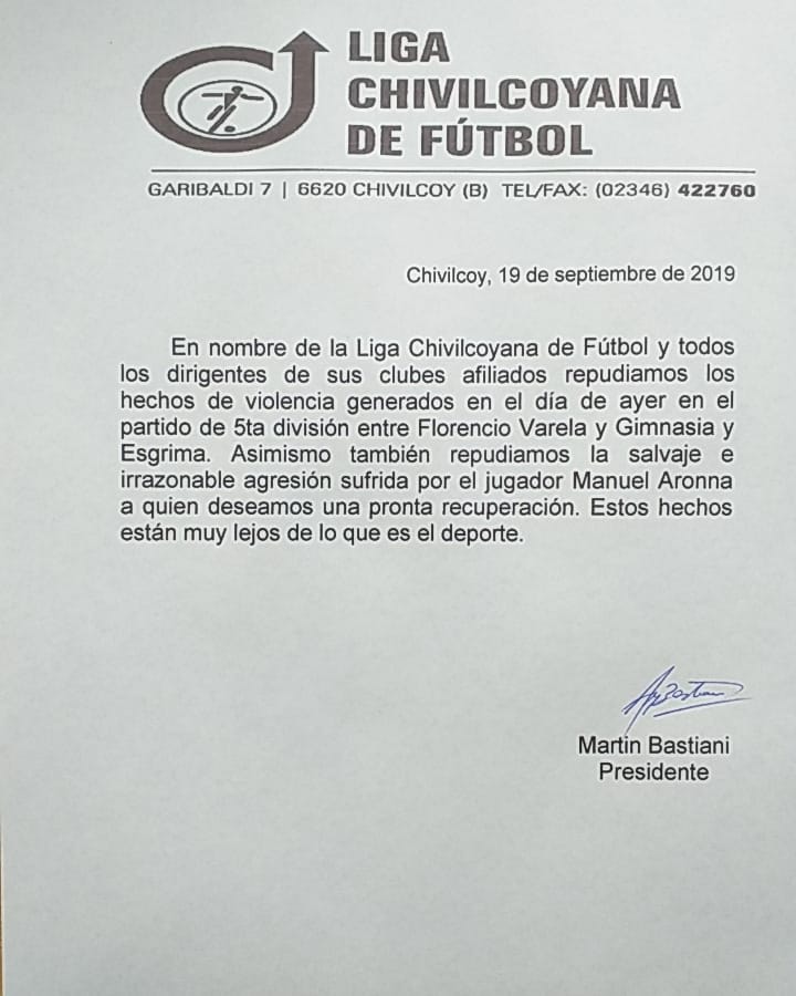 Por hechos de violencia en un partido de Quinta División para el fútbol por tiempo indeterminado