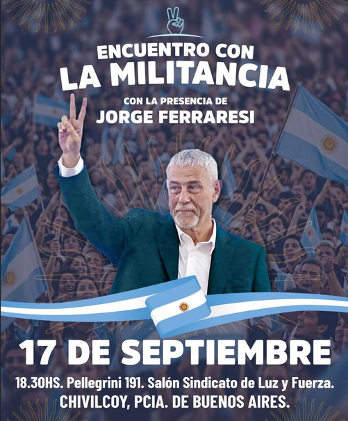 Jorge Ferraresi encabeza este jueves un encuentro político en Chivilcoy