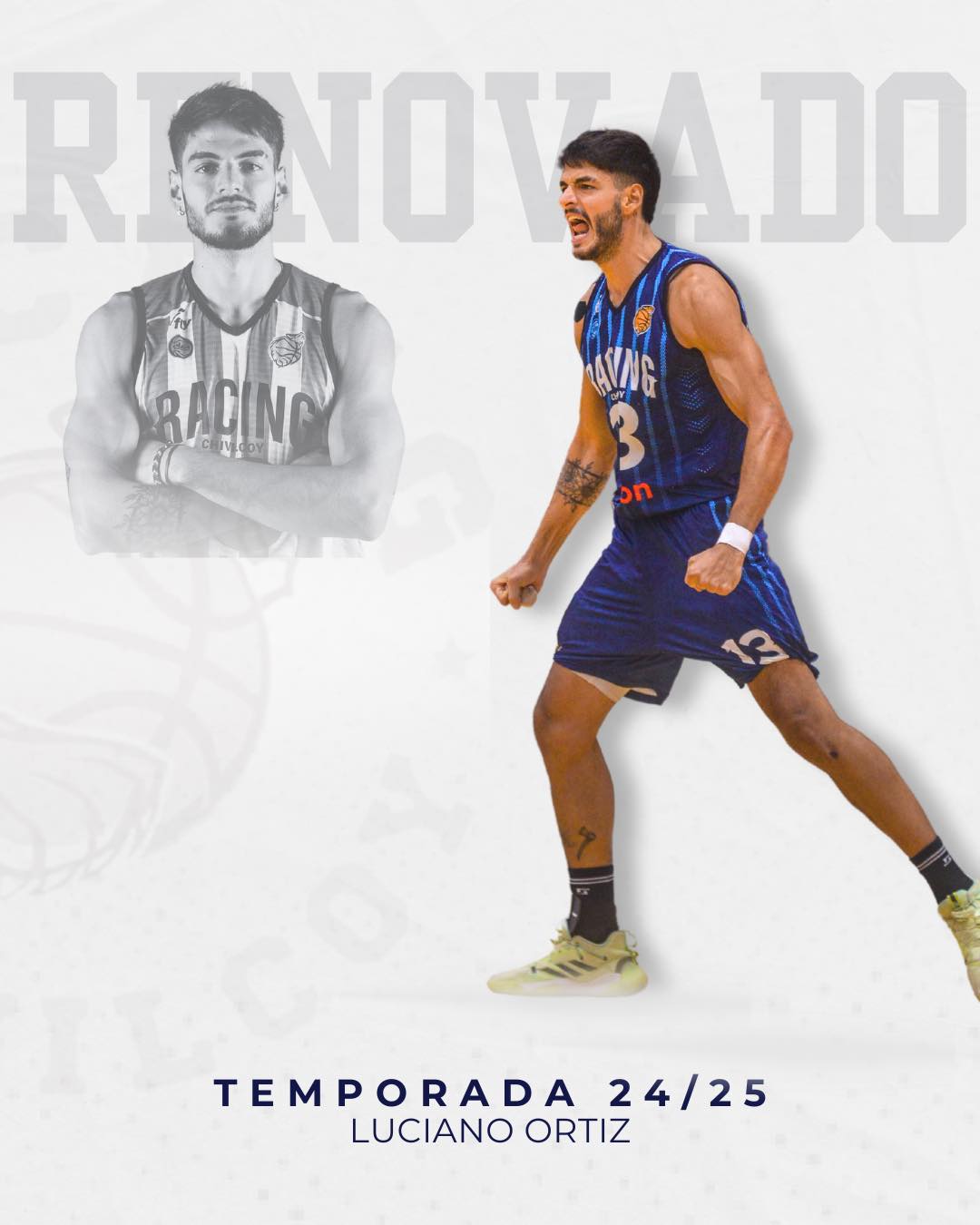 Básquet: Racing confirmó la continuidad de Luciano Ortiz y Nehuen Alvite