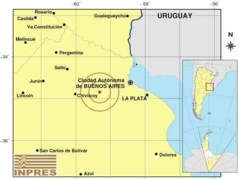Un sismo de 3.1 con una magnitud registrada de 3.1, tuvo su epicentro en Mercedes, Luján y Chivilcoy.