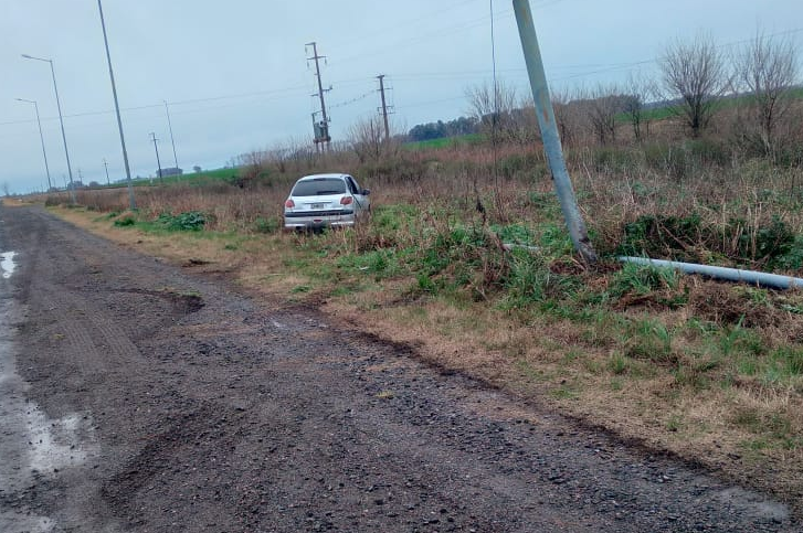 Despiste y choque de un vehículo contra una columna de alumbrado cuando la conductora intentó esquivar un animal.