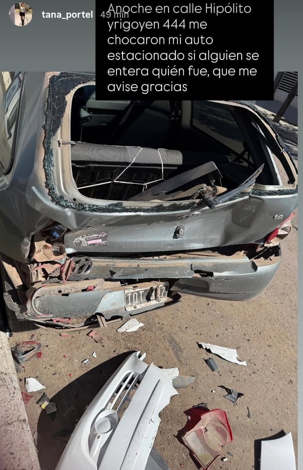 Chocó un auto estacionado y se fugó. Se están analizando las cámaras además de la denuncia. Antes de eso si quiere el responsable que se presente como corresponde
