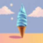 An icecream cone in art deco style floating in the air .jpg