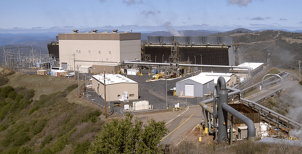 Just one of the 22 geothermal power plants at The Geysers complex in California. At 1,517 megawatts capacity, this is the largest electricity plant complex in the world. Photo: Stepheng3 via Wikipedia. Public Domain