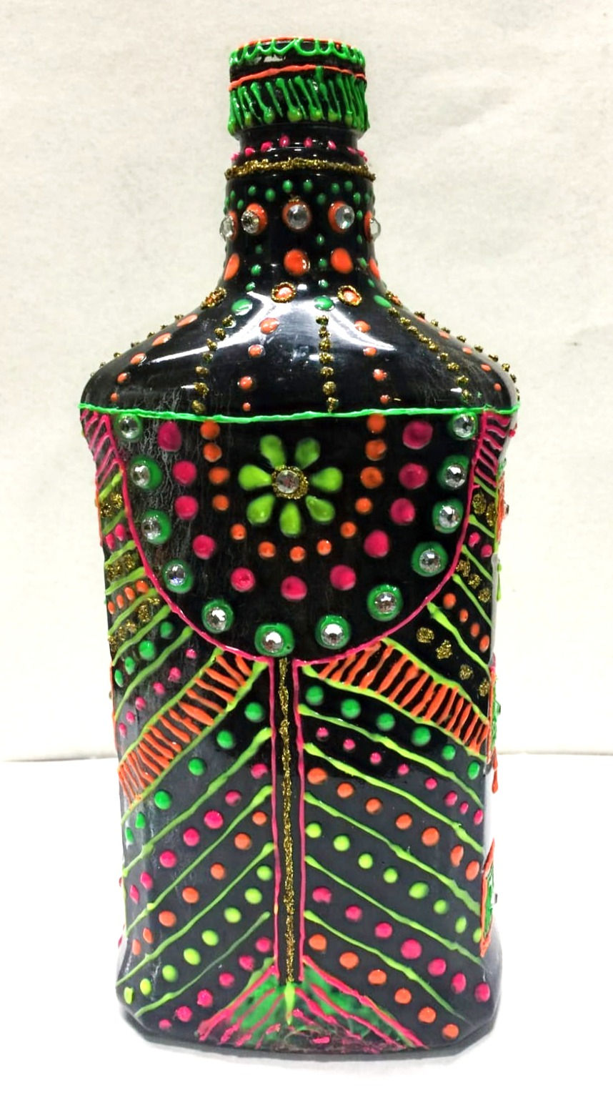 Neon Dotting technique design- Decor bottle