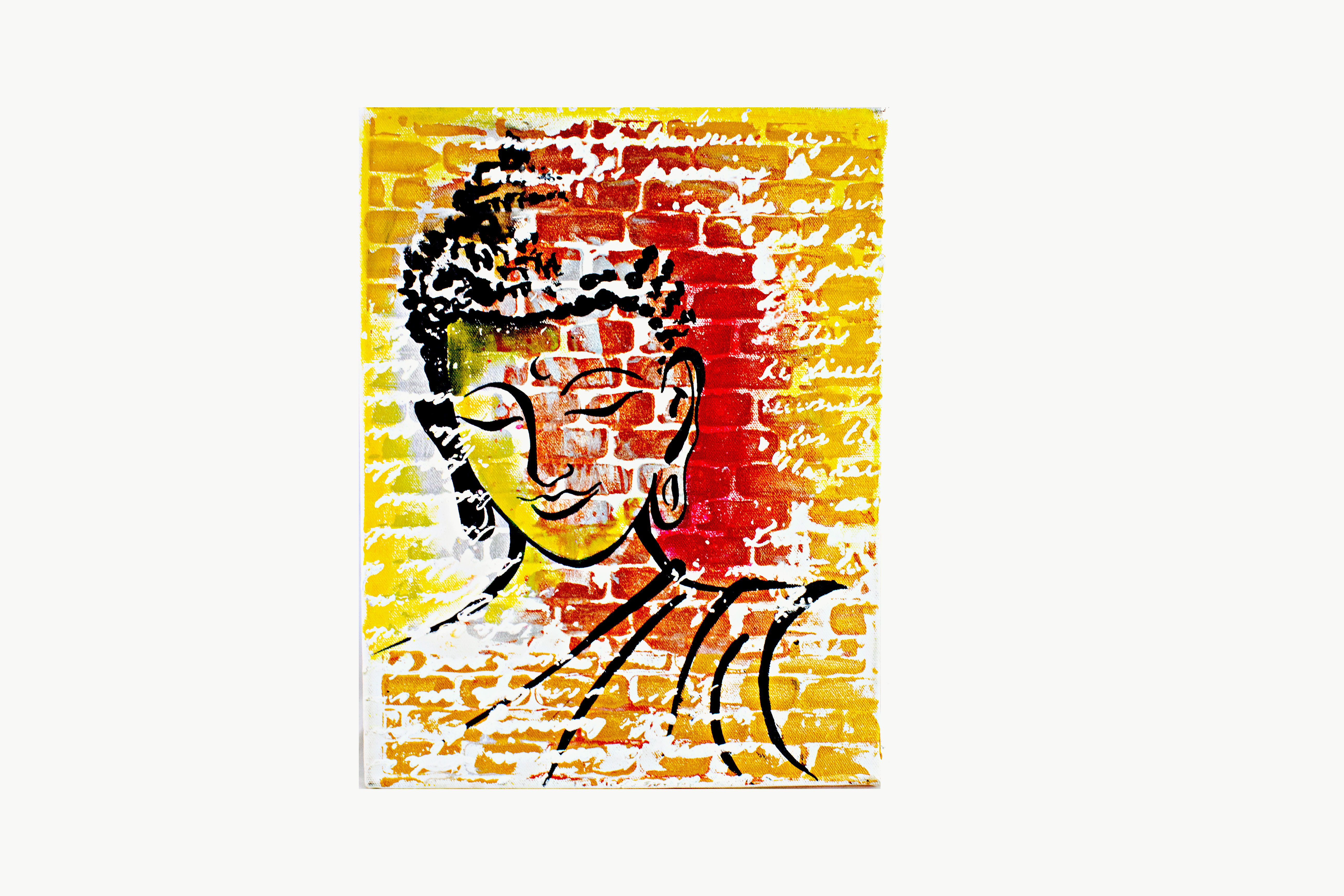 Lord Buddha- Acrylic with stencil work