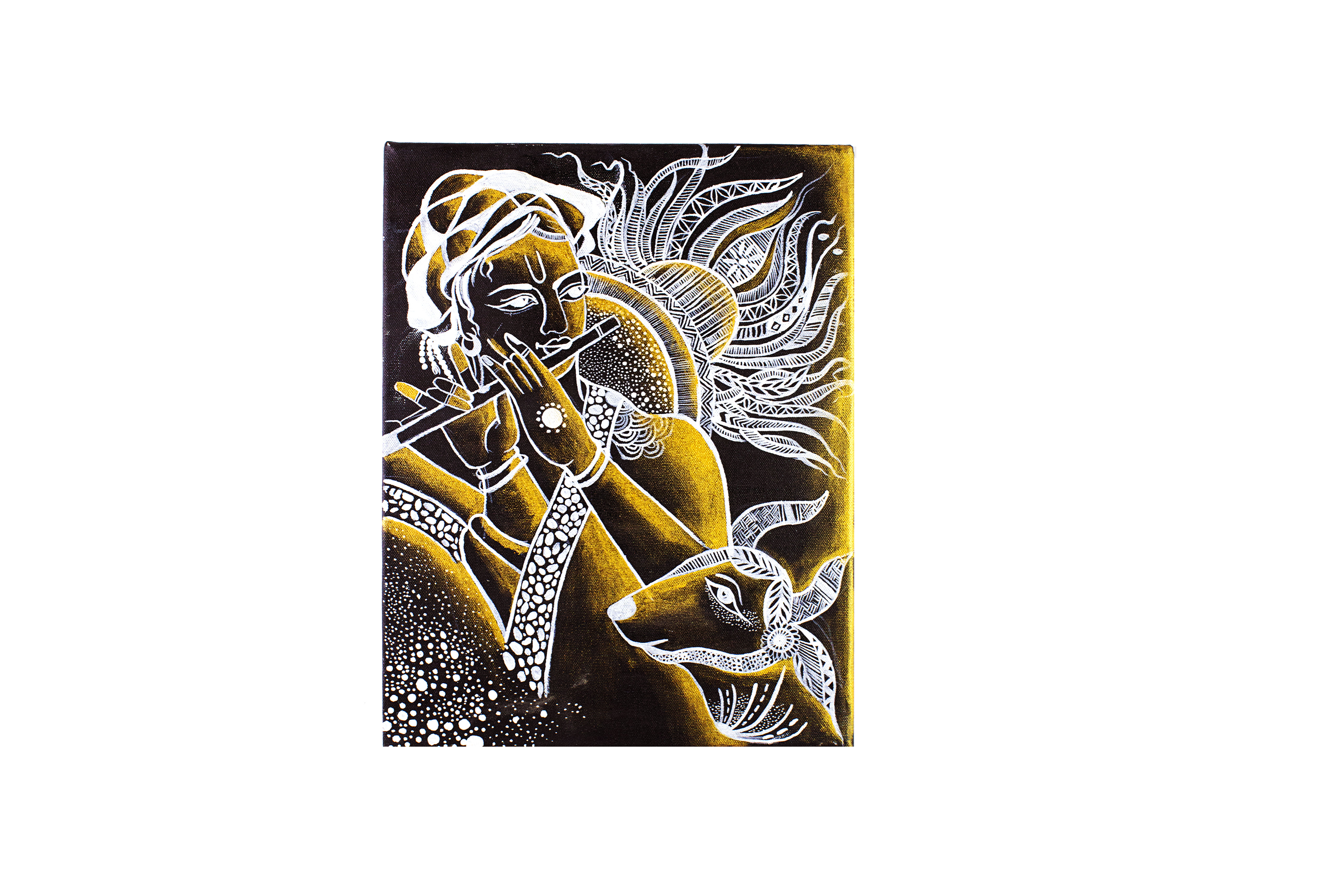 Lord Krishna- Acrylic with stencil work