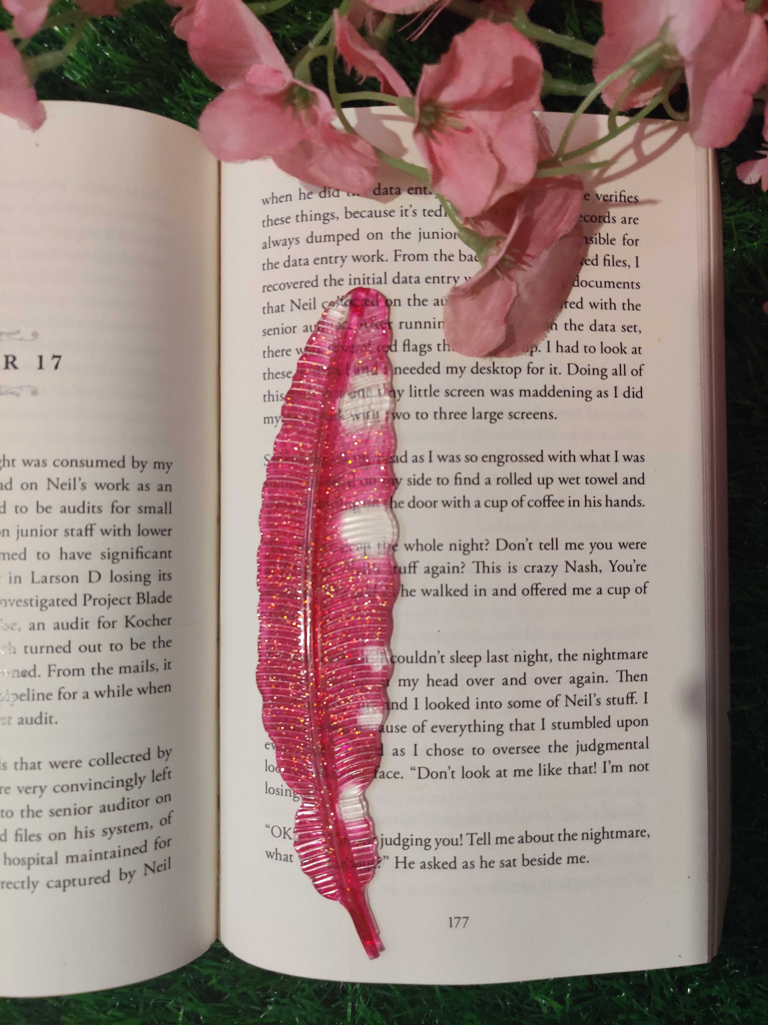 Resin Bookmark-Red feather