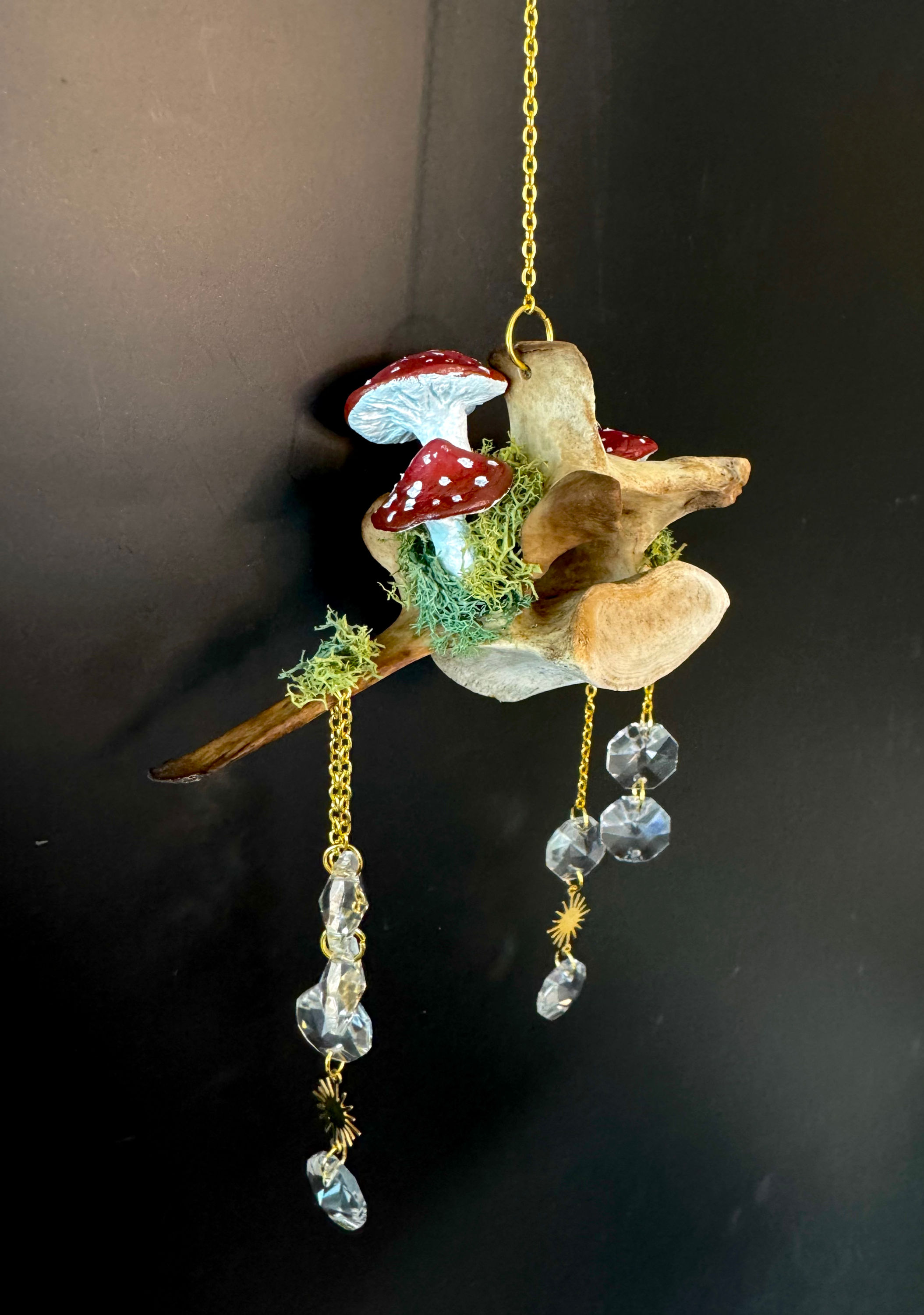 Deer Red Mushroom Vertebrae Suncatcher