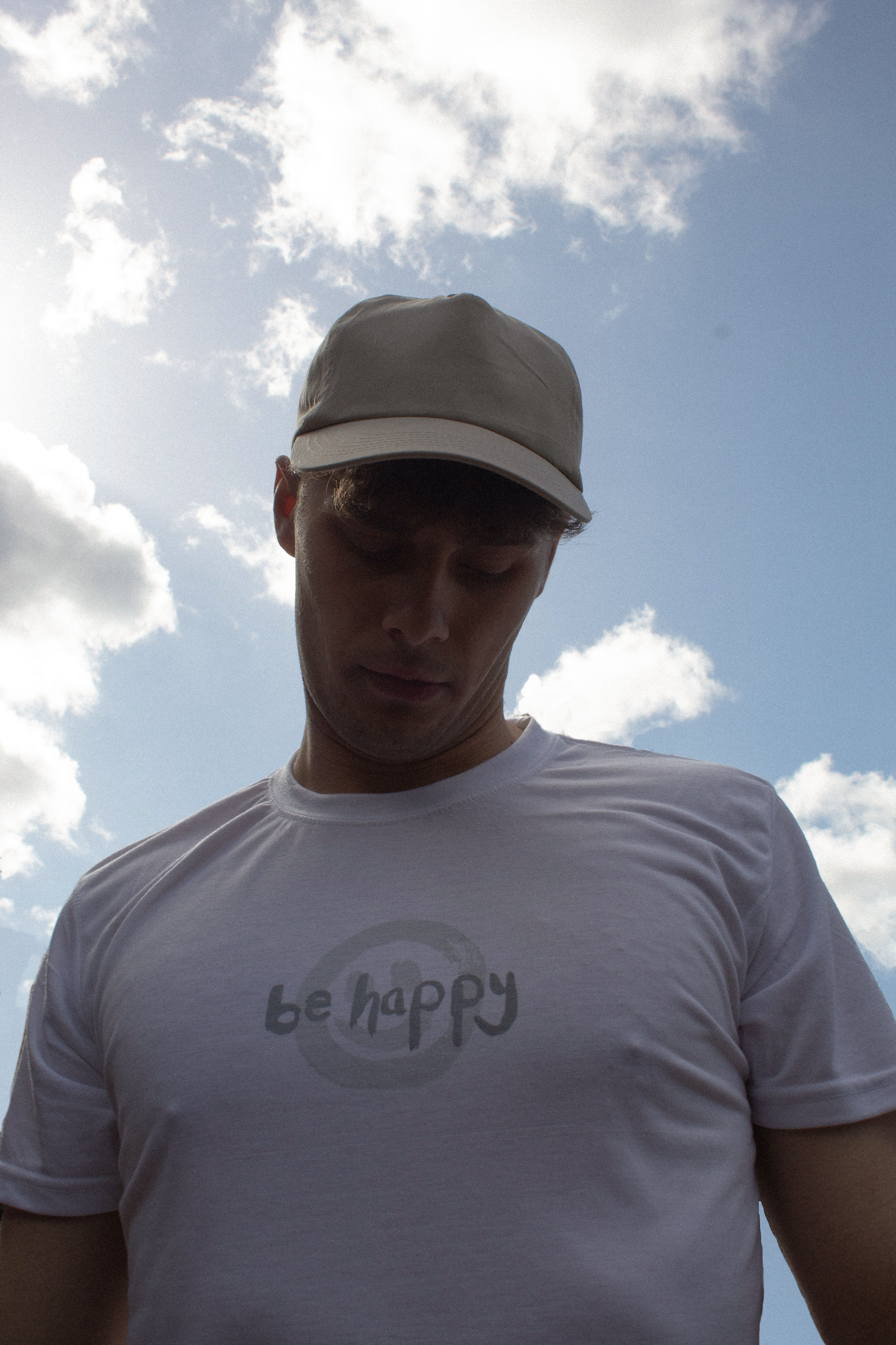 Oversized Be Happy White T-Shirt