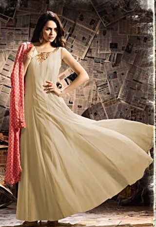 Thumbnail: Georgette Floor Length Gown with Koti