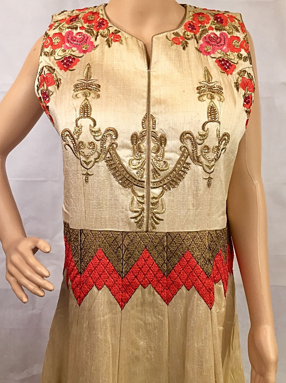 Thumbnail: Party wear Kurta set - Beige & Golden