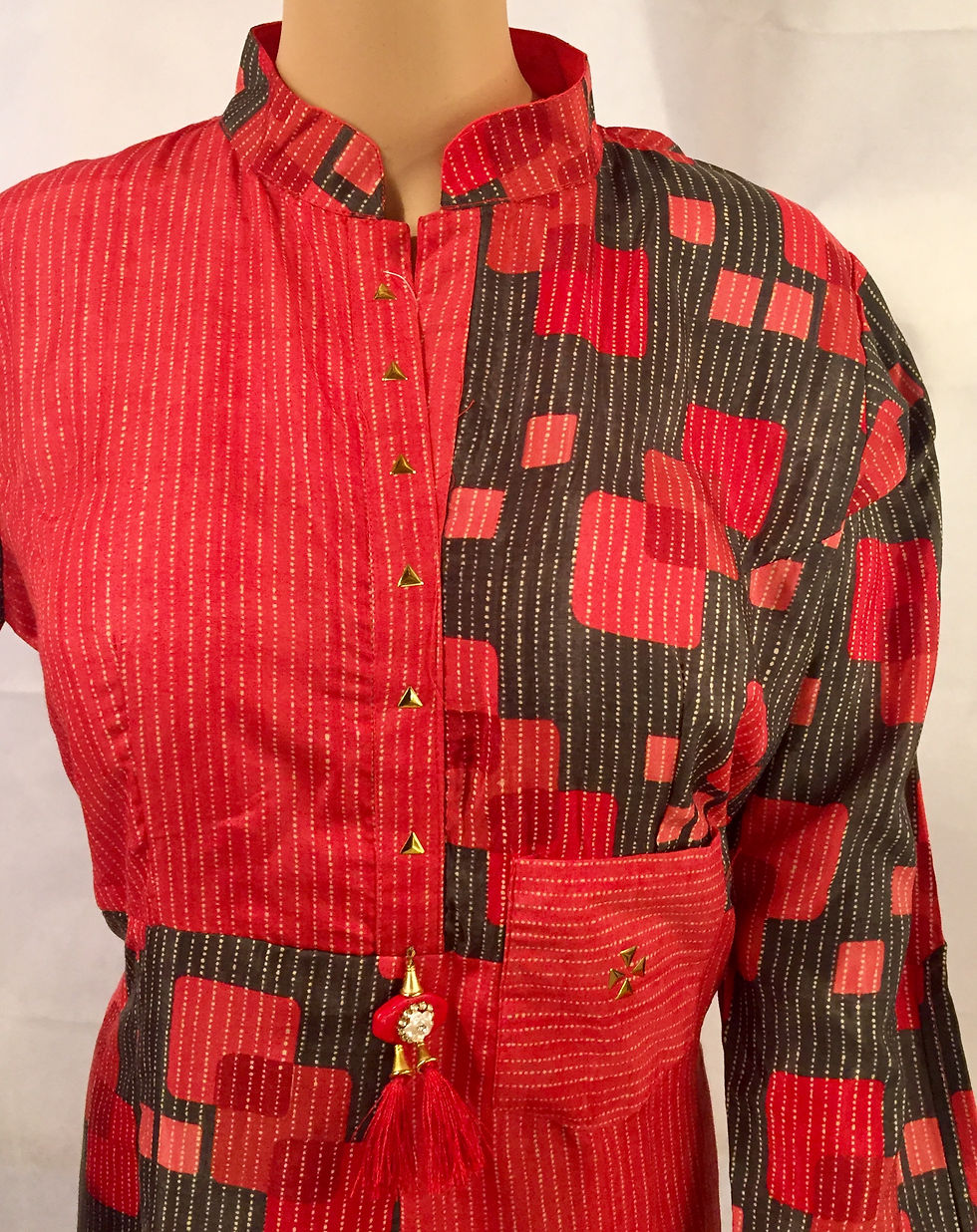 Thumbnail: Party wear Kurta - Red & Black