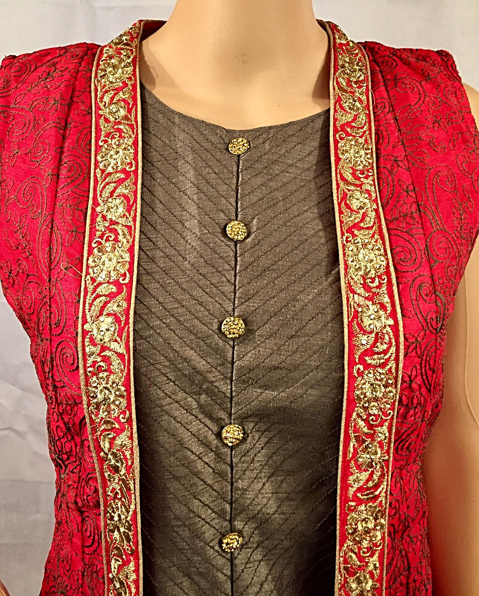 Thumbnail: Party wear Kurta set - Maroon & Brown
