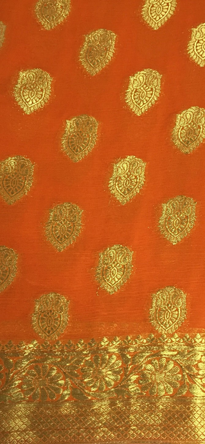 Thumbnail: Banarasi Georgette Silk Saree with motifs throughout & aanchal