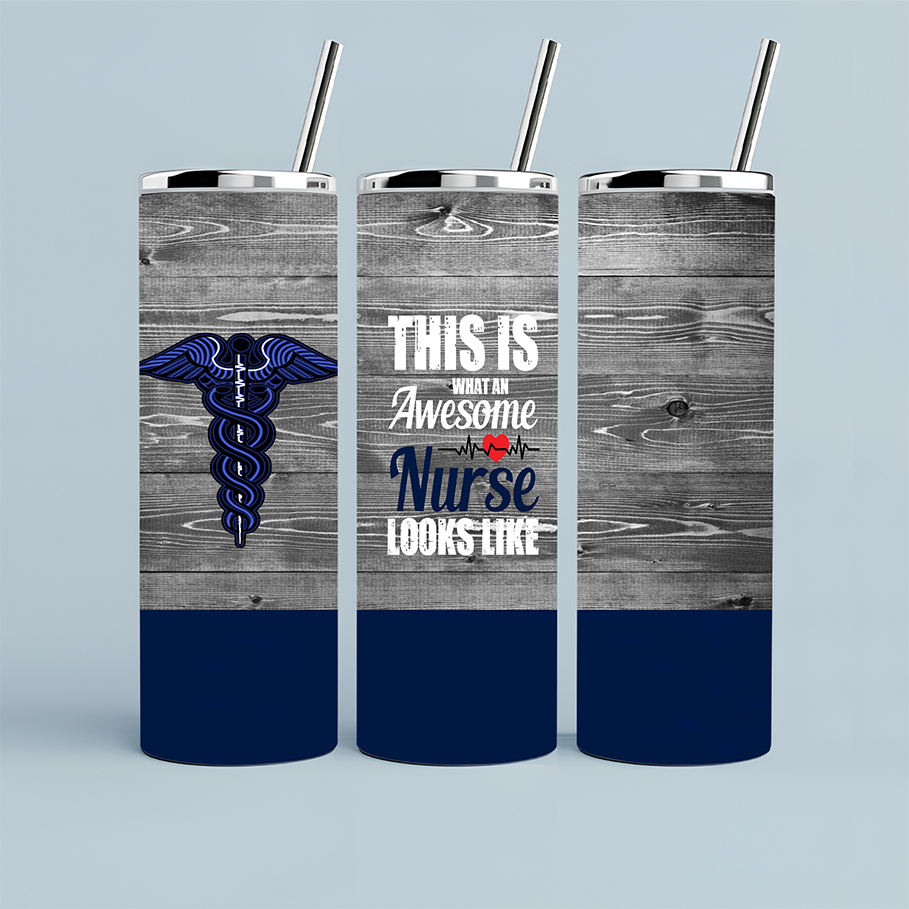 20oz Skinny Tumbler Awesome Nurse