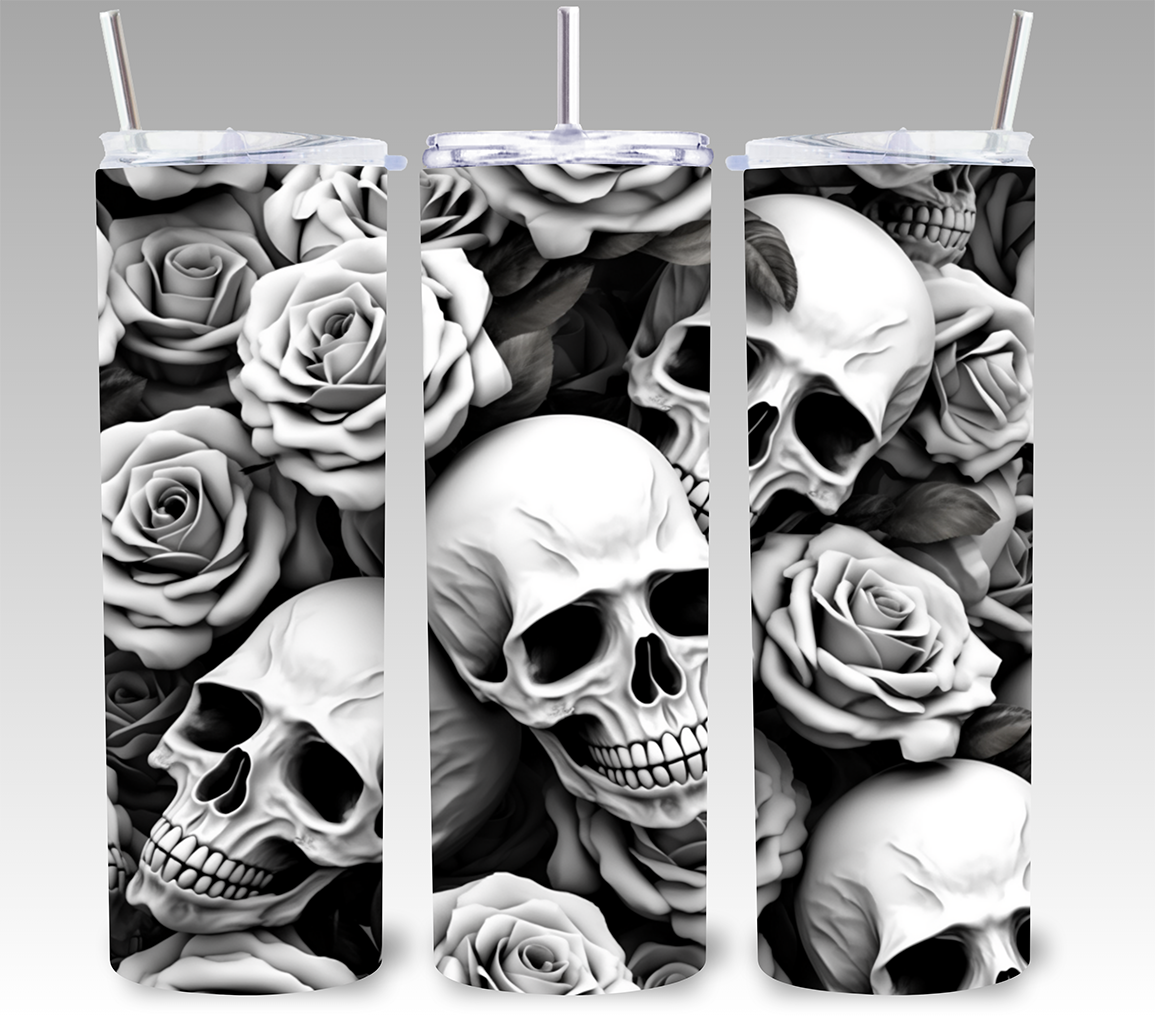 Skulls and Roses 20oz Skinny Tumbler