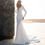 Thumbnail: Modern Mermaid Wedding Dress with Detachable Train - Long Sleeve V-Neck Bridal G