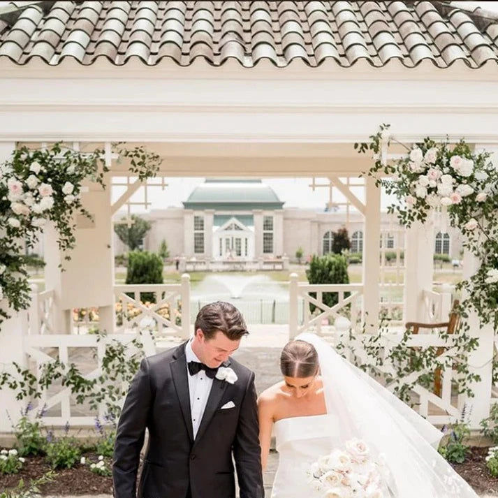 Thumbnail: Modern Strapless Satin Mermaid Wedding Dress with Button-Back and Backless Desig