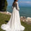 Thumbnail: Bohemian Chiffon Wedding Dress with Lace Appliques and Sweep Train