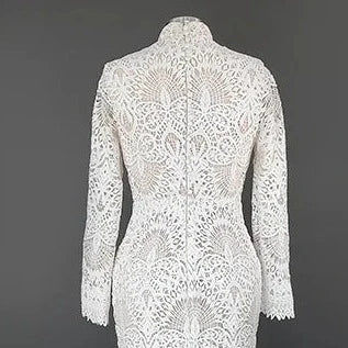 Thumbnail: Elegant Illusion High Neck Mermaid Wedding Dress with Lace Appliques and Full Sl