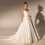 Thumbnail: Minimalistic  Square Collar Princess Satin Bridal Gown with Chapel Train