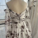 Thumbnail: Floral Chiffon A-Line Wedding Dress – Sweetheart Neckline, Lantern Sleeves, Si